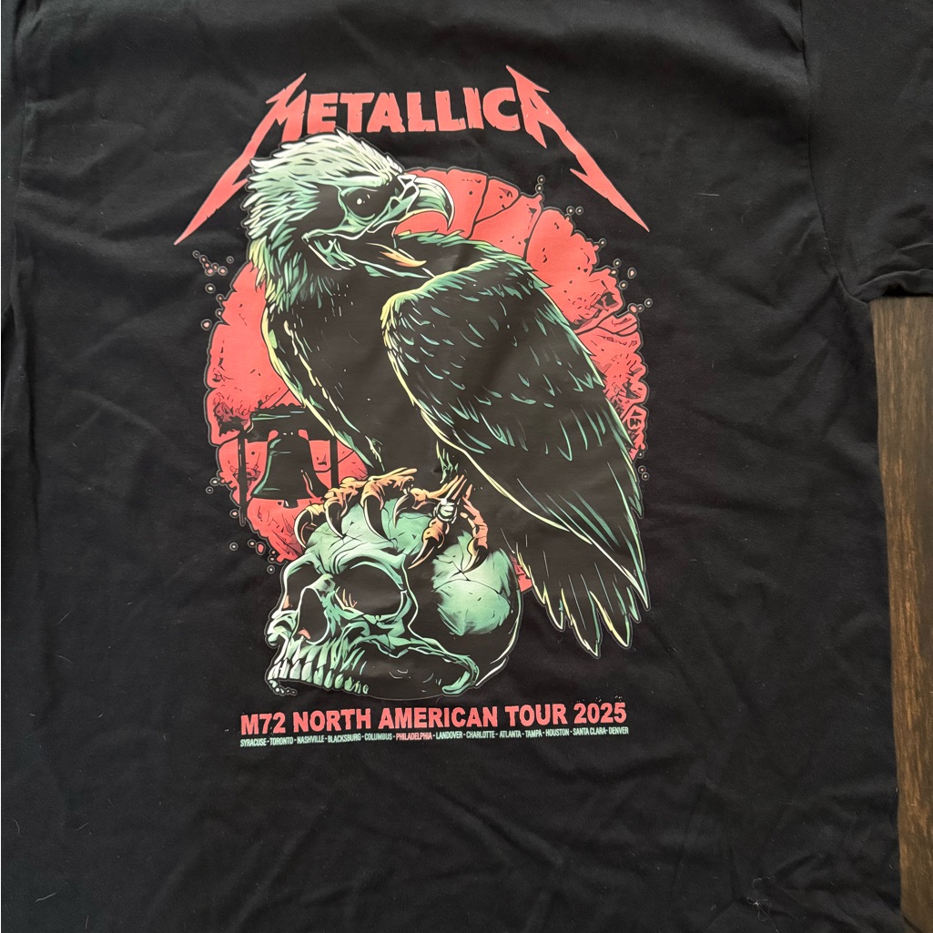 Metallica M72 Philly Tour Reprint Size Large T Shirt. New Without Tags